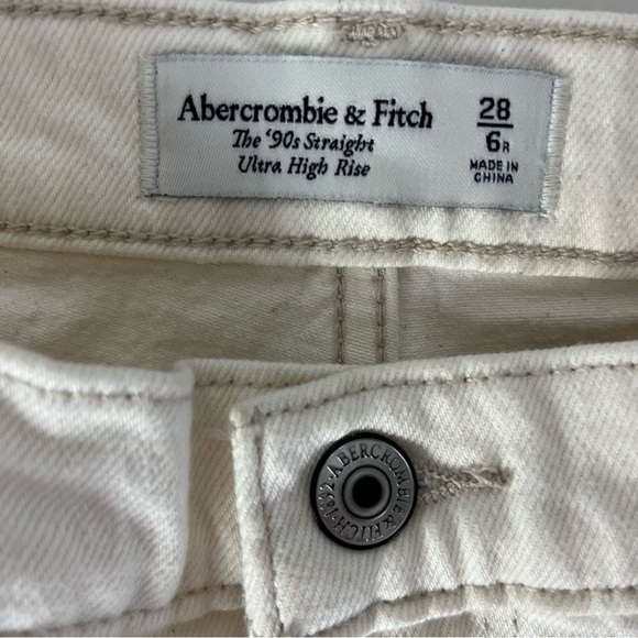 Abercrombie & Fitch The 90s Straight Jean Ultra High Rise In Cream Size 28/6 - Picture 9 of 9